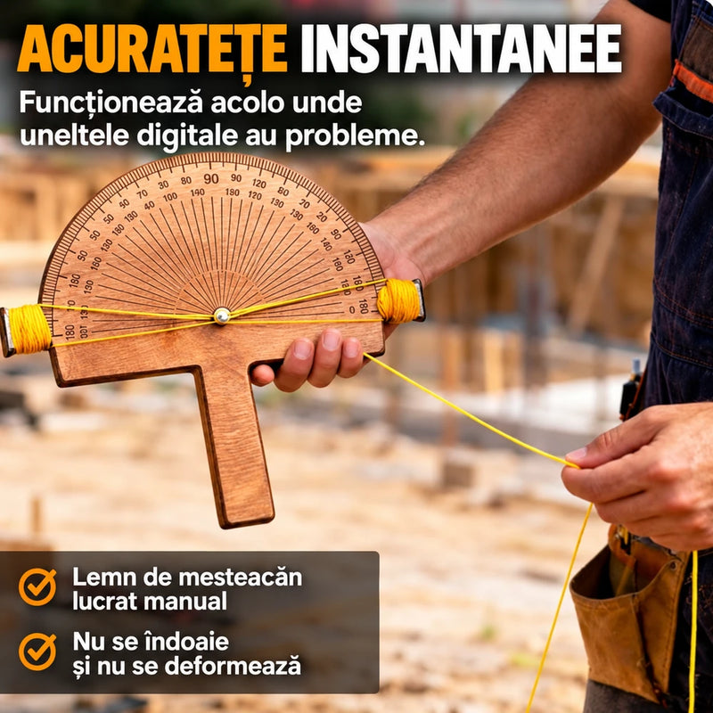 Dispozitiv Măsurare Unghiuri din lemn de mesteacǎn - scapă de erorile digitale